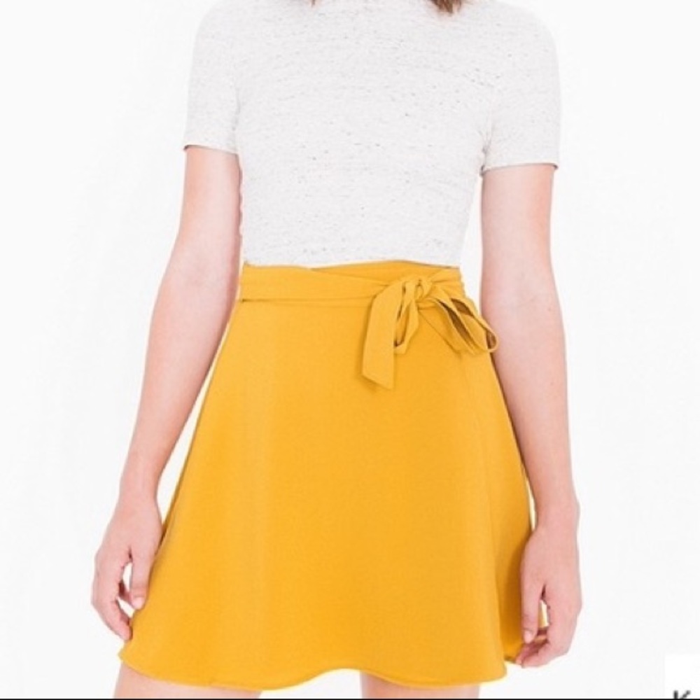American Apparel Demi Wrap Skirt, Mustard Yellow